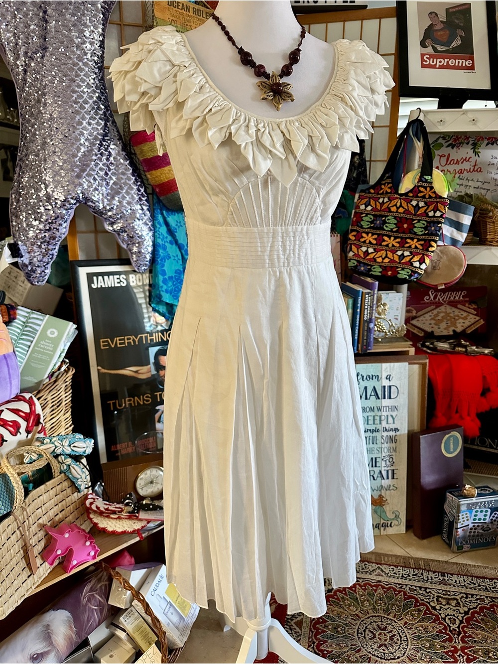Vintage Catherine Malandrino Pure Cotton White Dress • Size 2 • PRISTINE